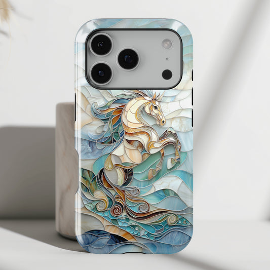 Majestic Horse Stained Glass Design iPhone Case