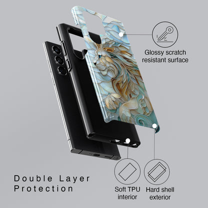 Majestic Lion Stained Glass Design Phone Case for Galaxy S series Phones
