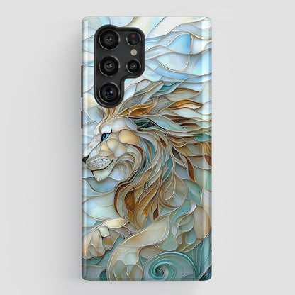 Majestic Lion Stained Glass Design Phone Case for Galaxy S series Phones