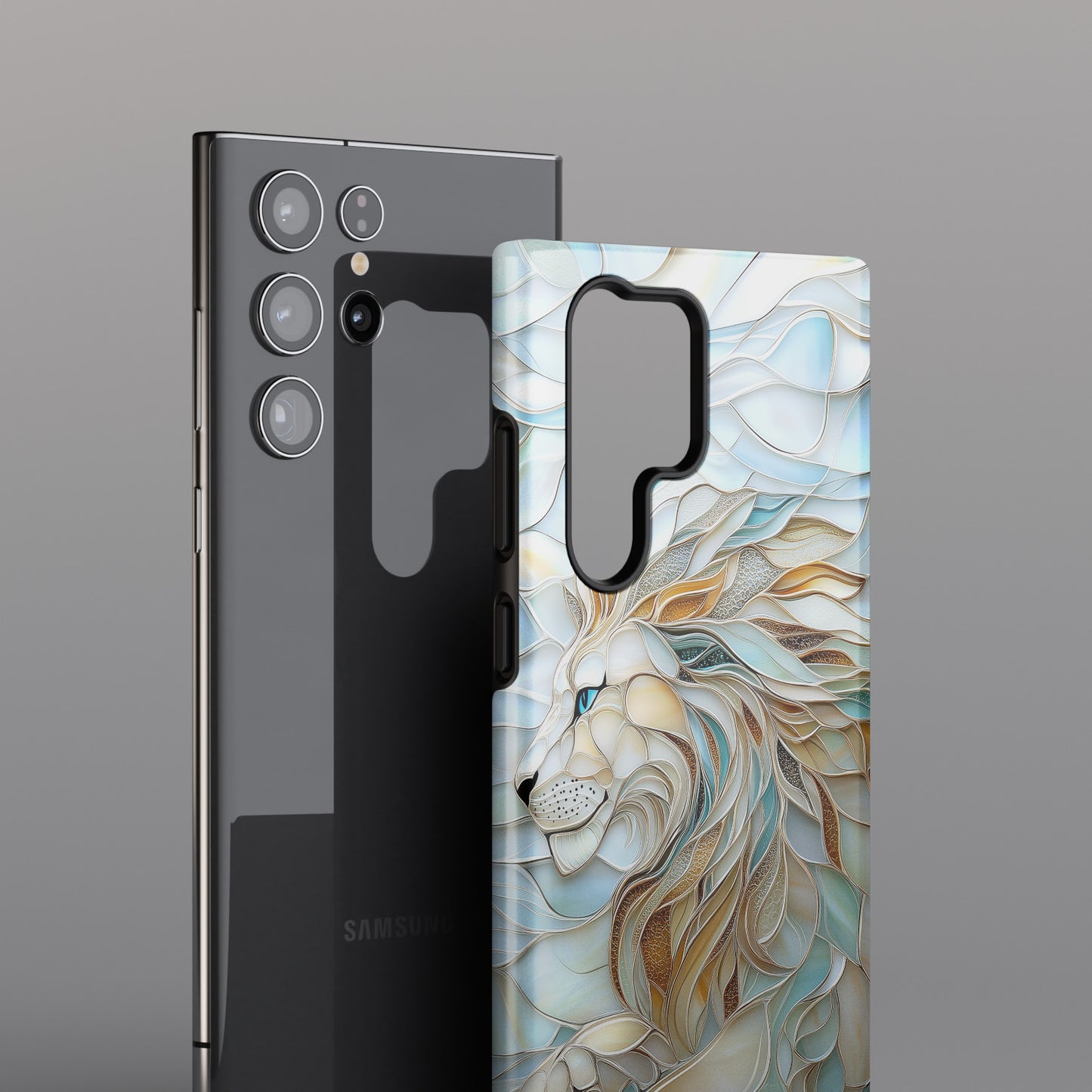 Majestic Lion Stained Glass Design Phone Case for Galaxy S series Phones