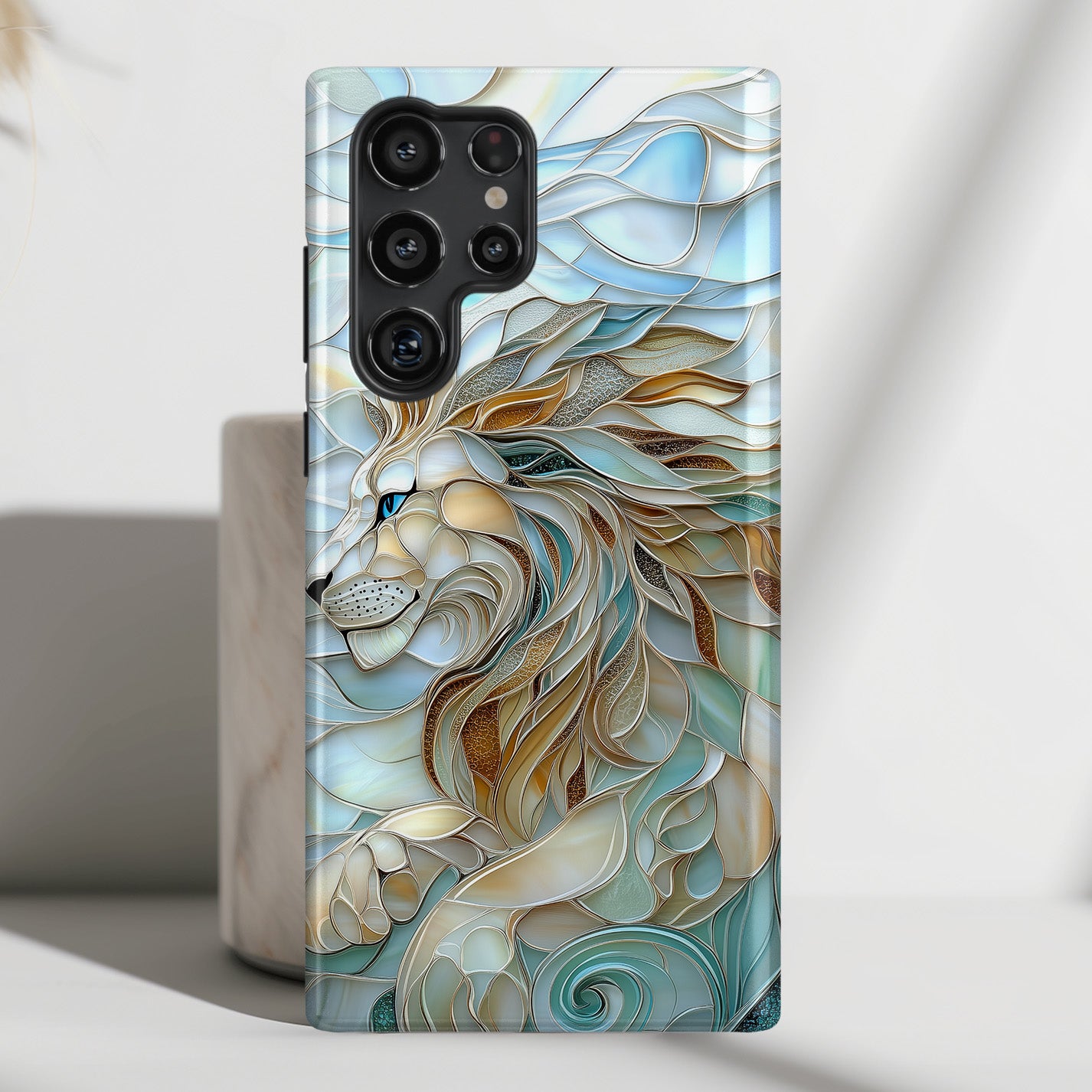 Majestic Lion Stained Glass Design Phone Case for Galaxy S series Phones