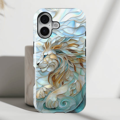 Majestic Lion Stained Glass Design iPhone Case