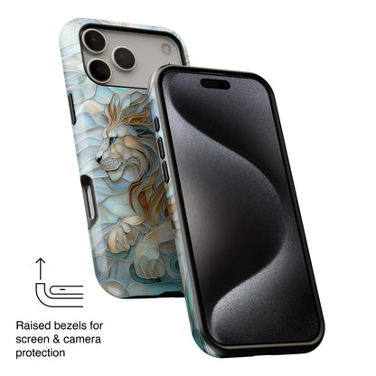Majestic Lion Stained Glass Design iPhone Case