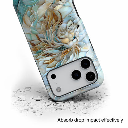 Majestic Lion Stained Glass Design iPhone Case