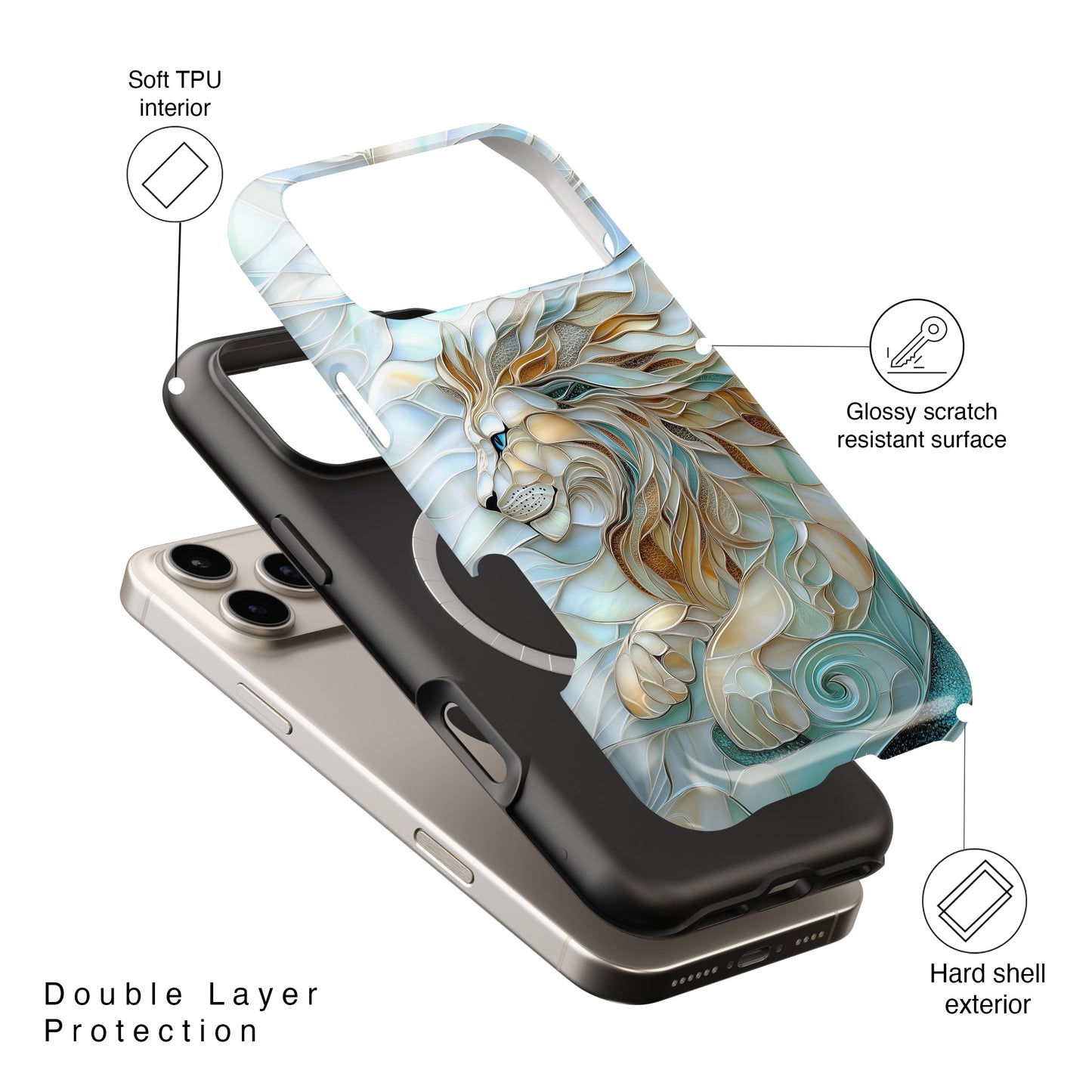 Majestic Lion Stained Glass Design iPhone Case