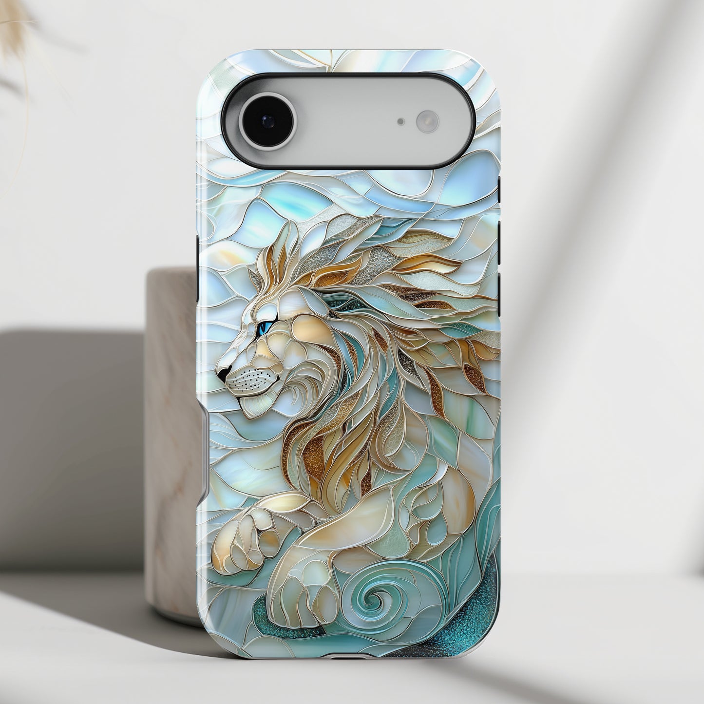 Majestic Lion Stained Glass Design iPhone Case
