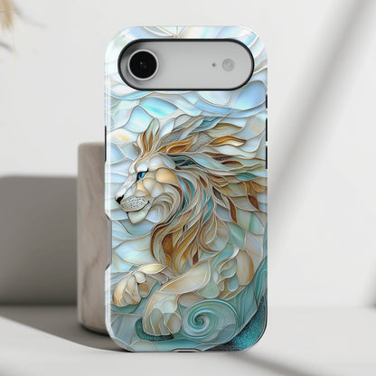 Majestic Lion Stained Glass Design iPhone Case