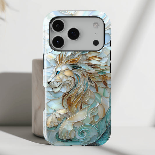 Majestic Lion Stained Glass Design iPhone Case