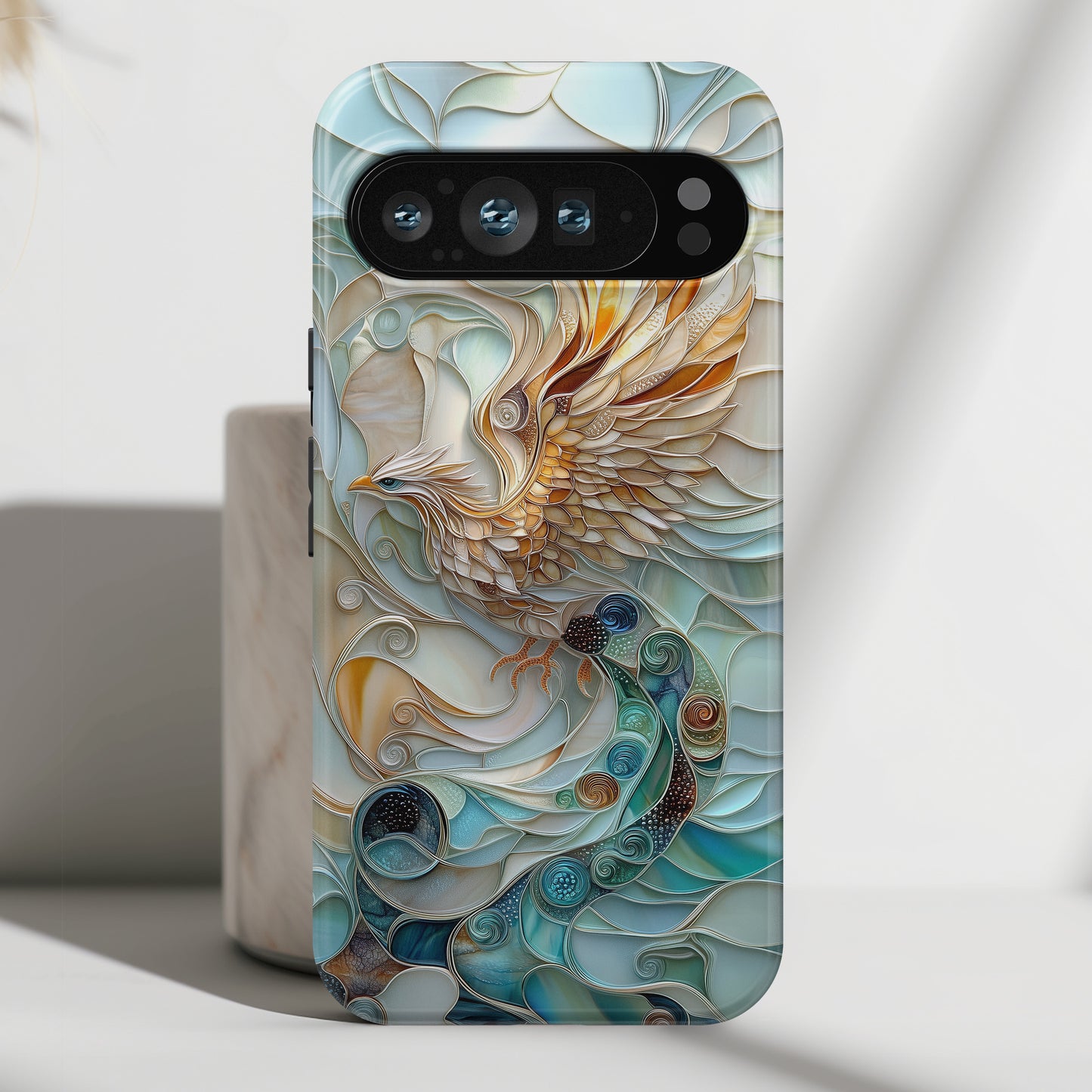 Majestic Phoenix Stained Glass Design Phone Case for Google Pixel