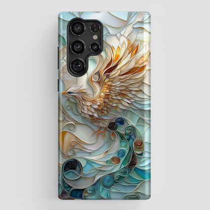Majestic Phoenix Stained Glass Design Phone Case for Galaxy S series Phones