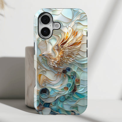 Majestic Phoenix Stained Glass Design iPhone Case