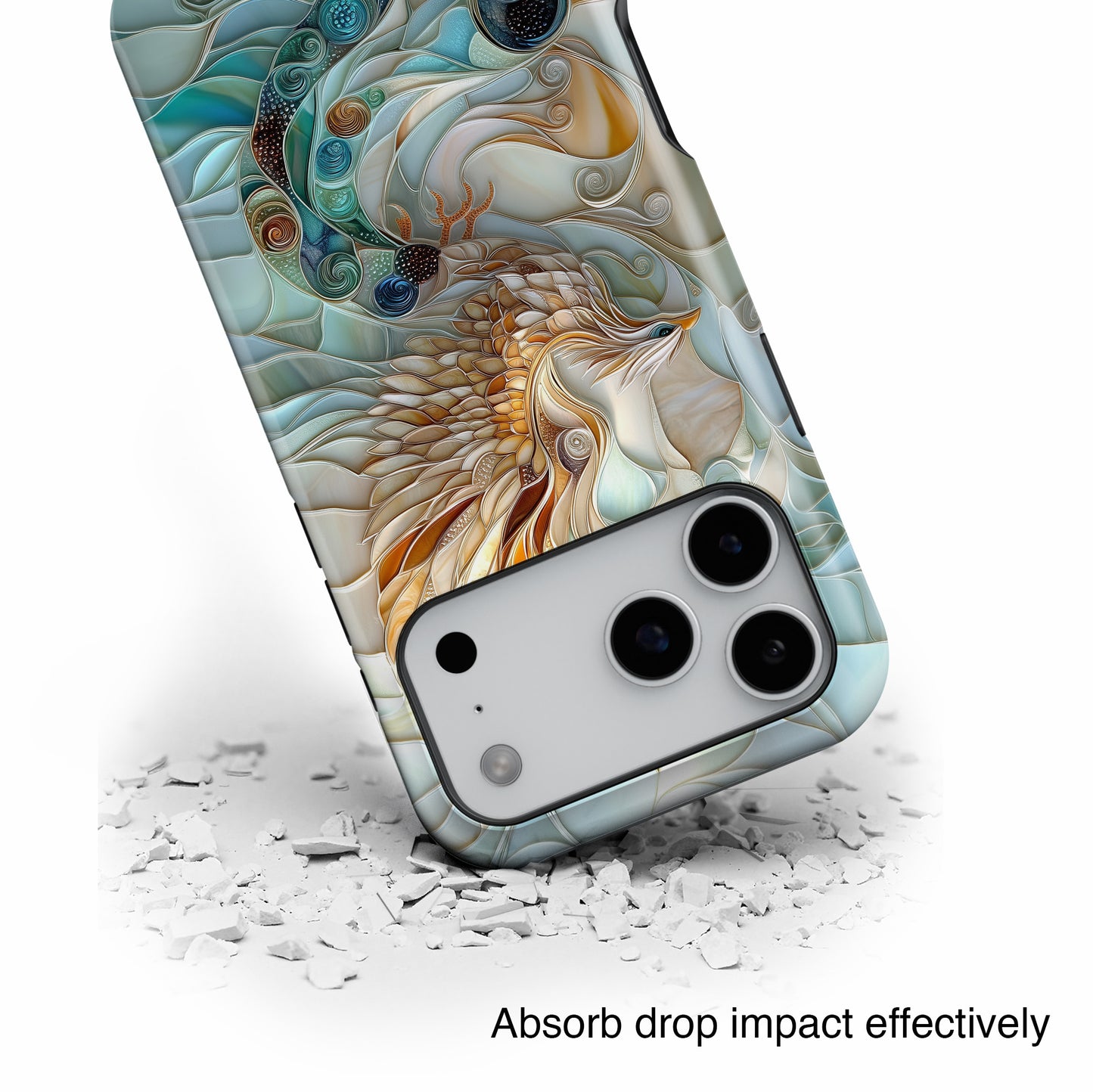 Majestic Phoenix Stained Glass Design iPhone Case