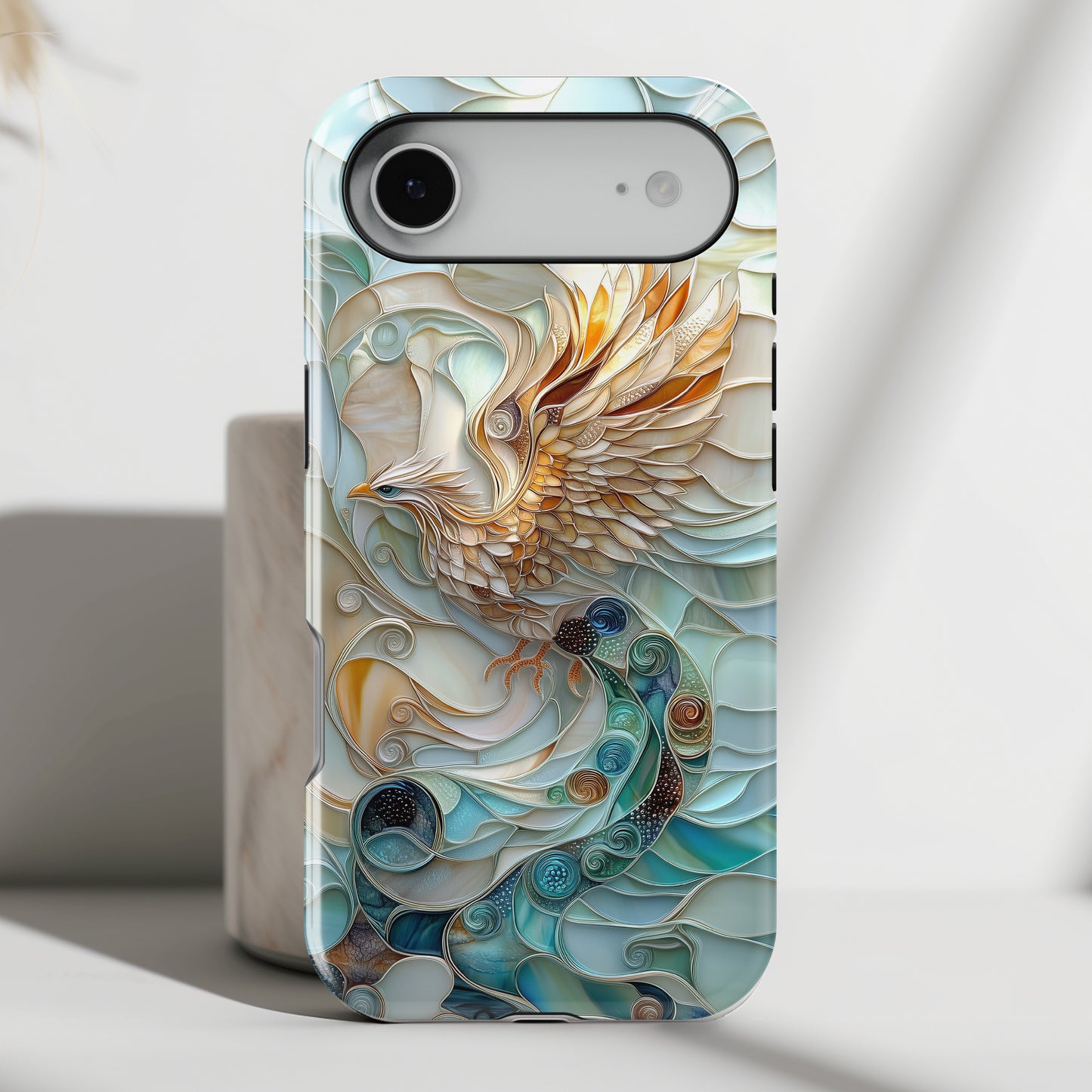 Majestic Phoenix Stained Glass Design iPhone Case
