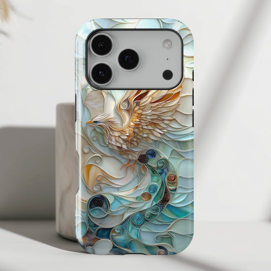 Majestic Phoenix Stained Glass Design iPhone Case