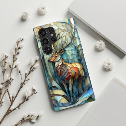 Majestic Stag Stained Glass Design Phone Case for Galaxy S series Phones