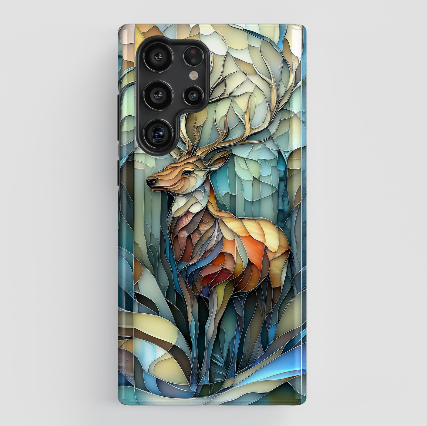 Majestic Stag Stained Glass Design Phone Case for Galaxy S series Phones