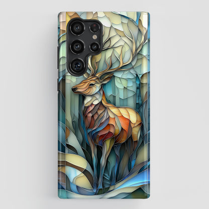 Majestic Stag Stained Glass Design Phone Case for Galaxy S series Phones
