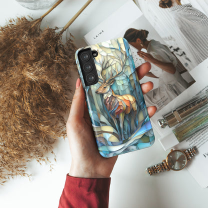 Majestic Stag Stained Glass Design Phone Case for Galaxy S series Phones