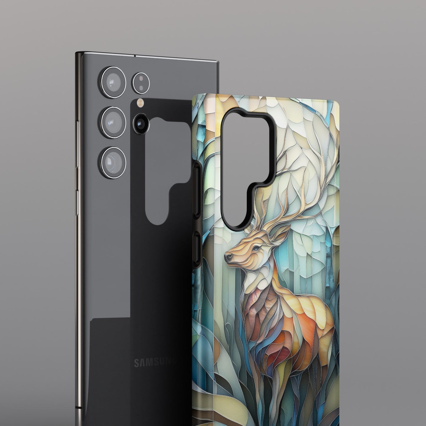 Majestic Stag Stained Glass Design Phone Case for Galaxy S series Phones