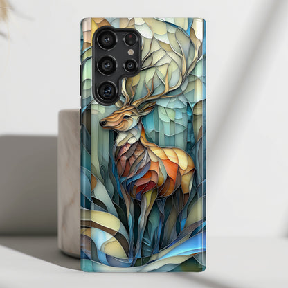 Majestic Stag Stained Glass Design Phone Case for Galaxy S series Phones