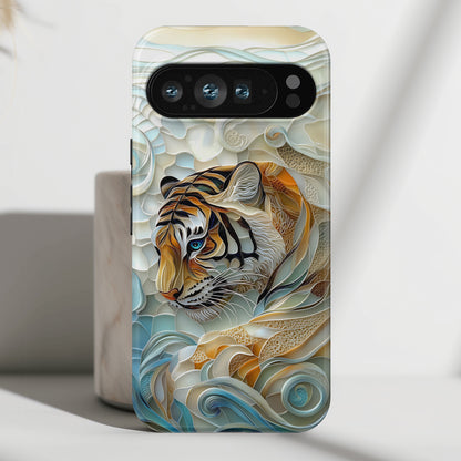 Majestic Tiger Stained Glass Design Phone Case for Google Pixel