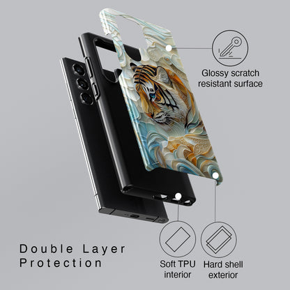 Majestic Tiger Stained Glass Design Phone Case for Galaxy S series Phones