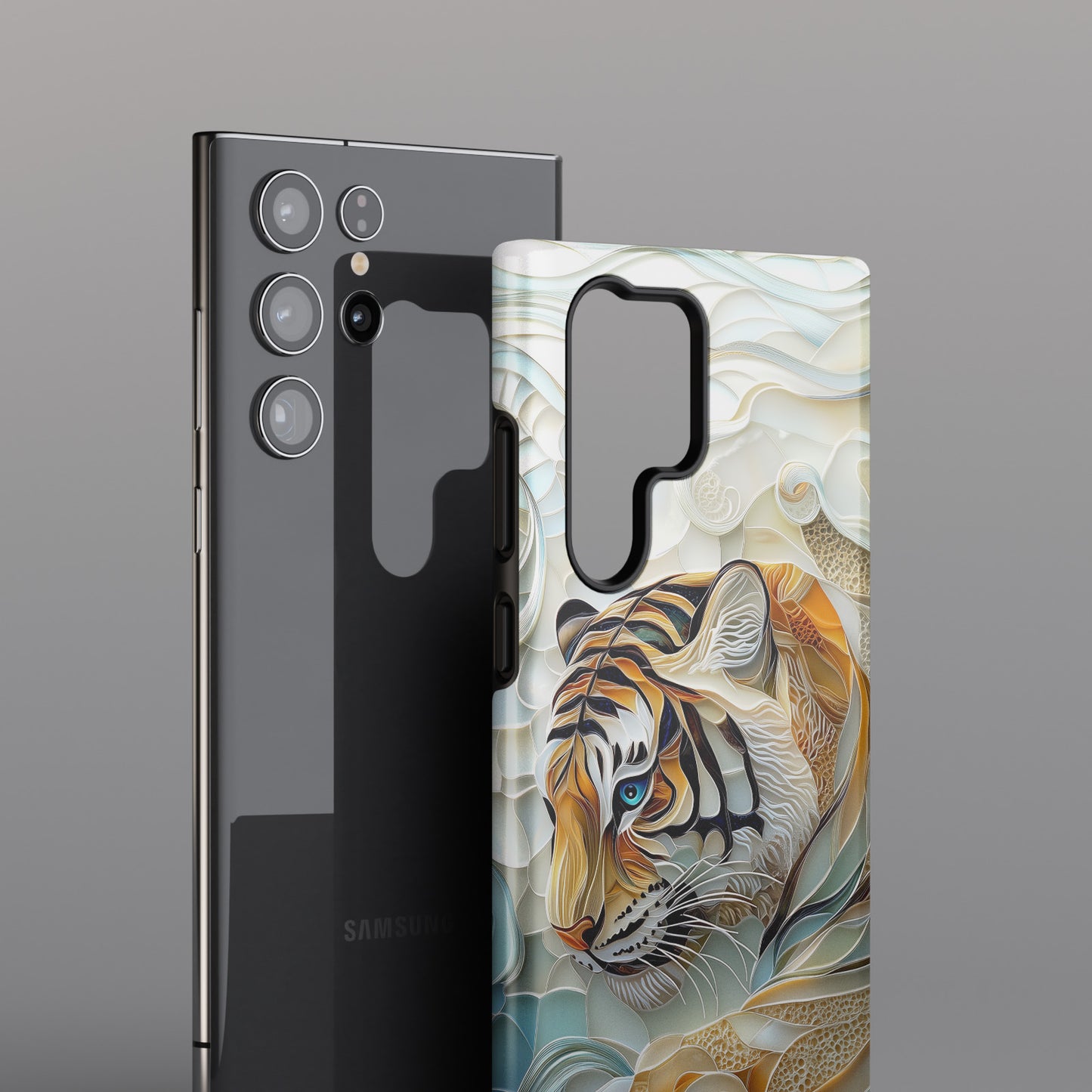 Majestic Tiger Stained Glass Design Phone Case for Galaxy S series Phones
