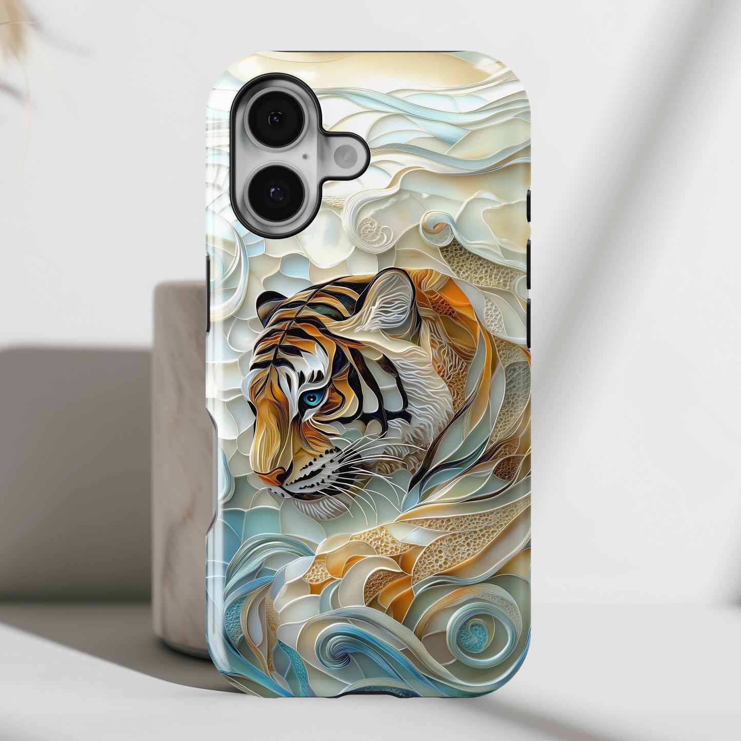 Majestic Tiger Stained Glass Design iPhone Case