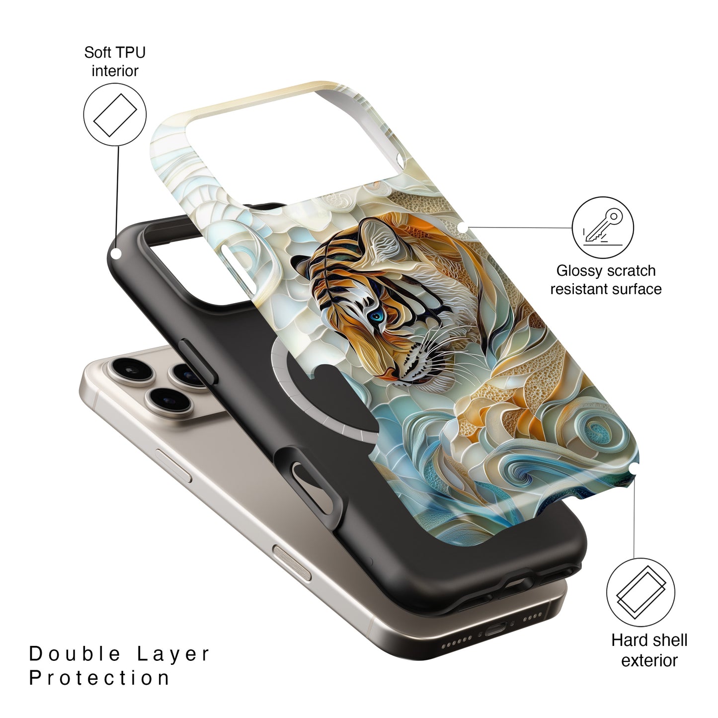 Majestic Tiger Stained Glass Design iPhone Case