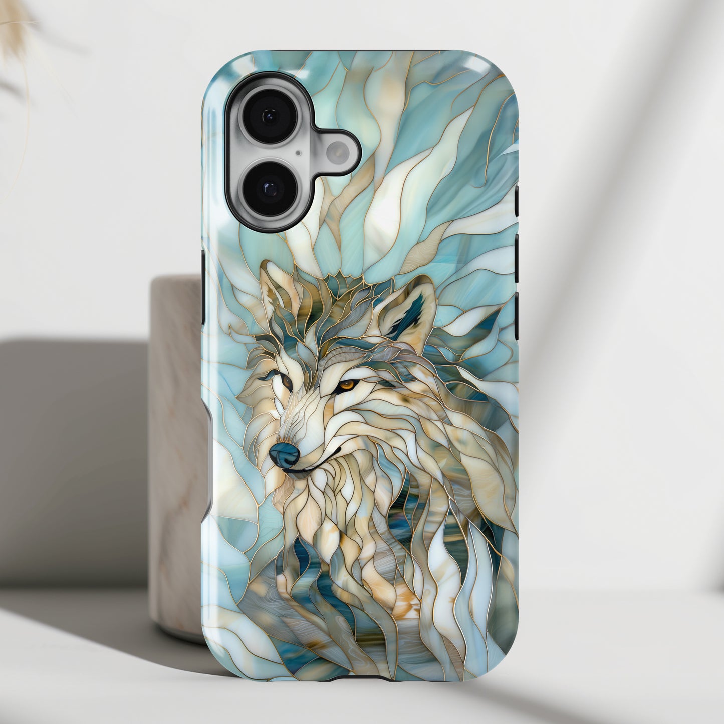 Majestic Wolf Stained Glass Design iPhone Case