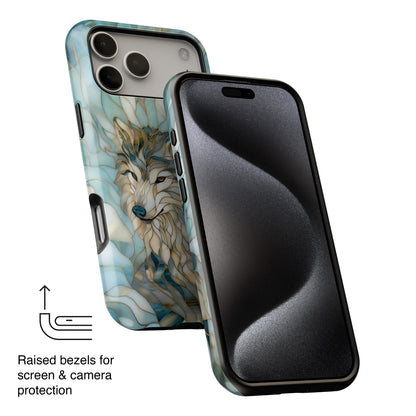 Majestic Wolf Stained Glass Design iPhone Case
