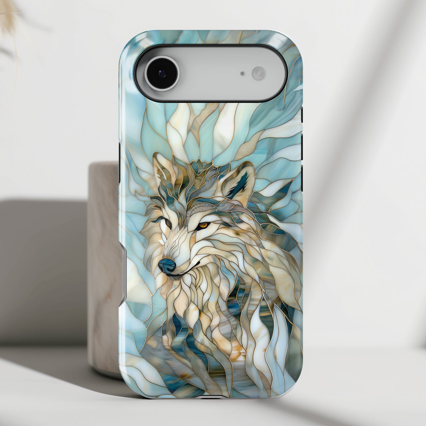 Majestic Wolf Stained Glass Design iPhone Case
