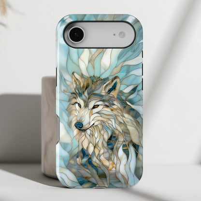 Majestic Wolf Stained Glass Design iPhone Case