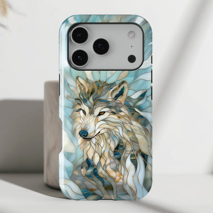 Majestic Wolf Stained Glass Design iPhone Case