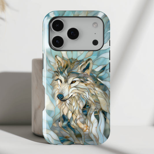 Majestic Wolf Stained Glass Design iPhone Case