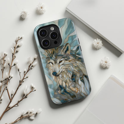 Majestic Wolf Stained Glass Design iPhone Case