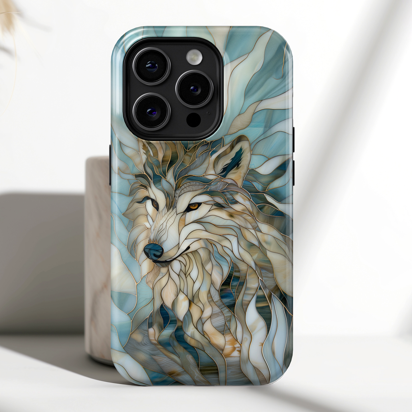 Majestic Wolf Stained Glass Design iPhone Case