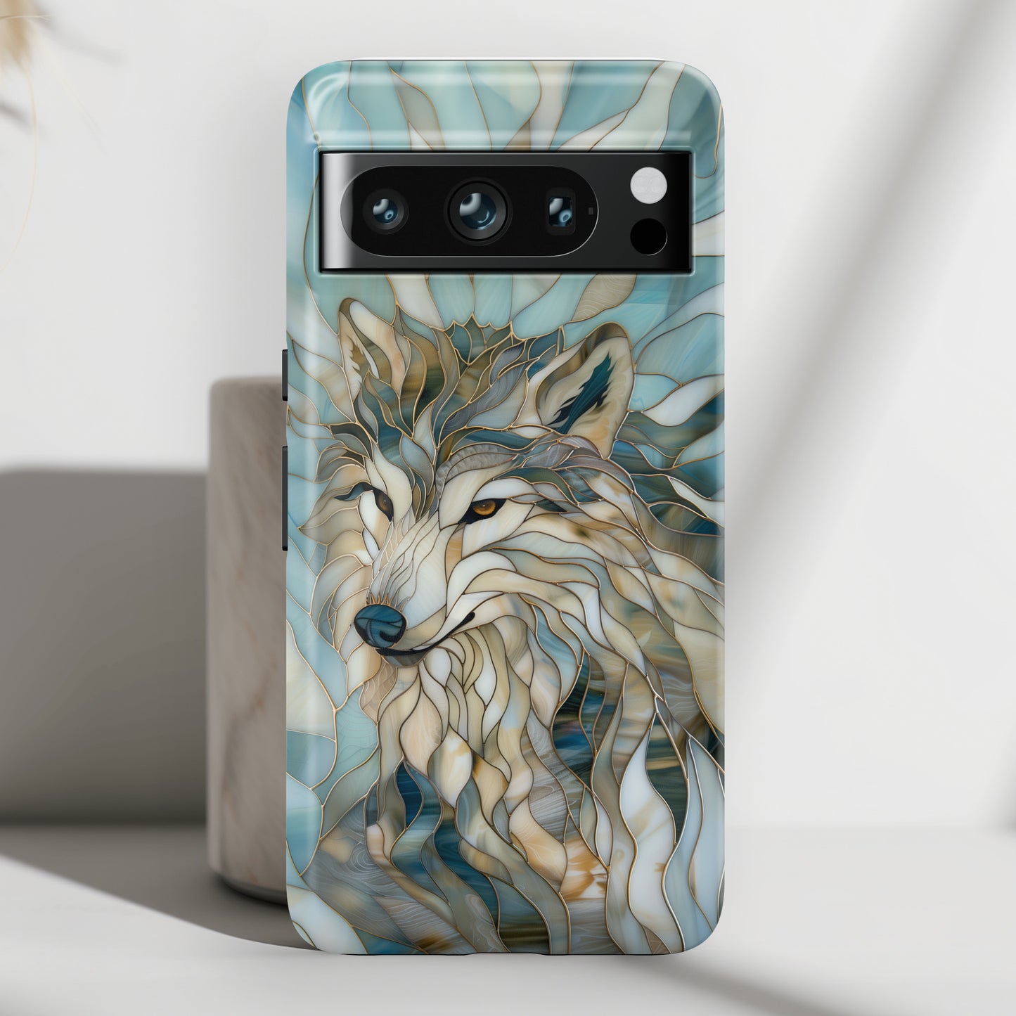 Majestic Wolf Stained Glass Design Google Pixel Phone Case