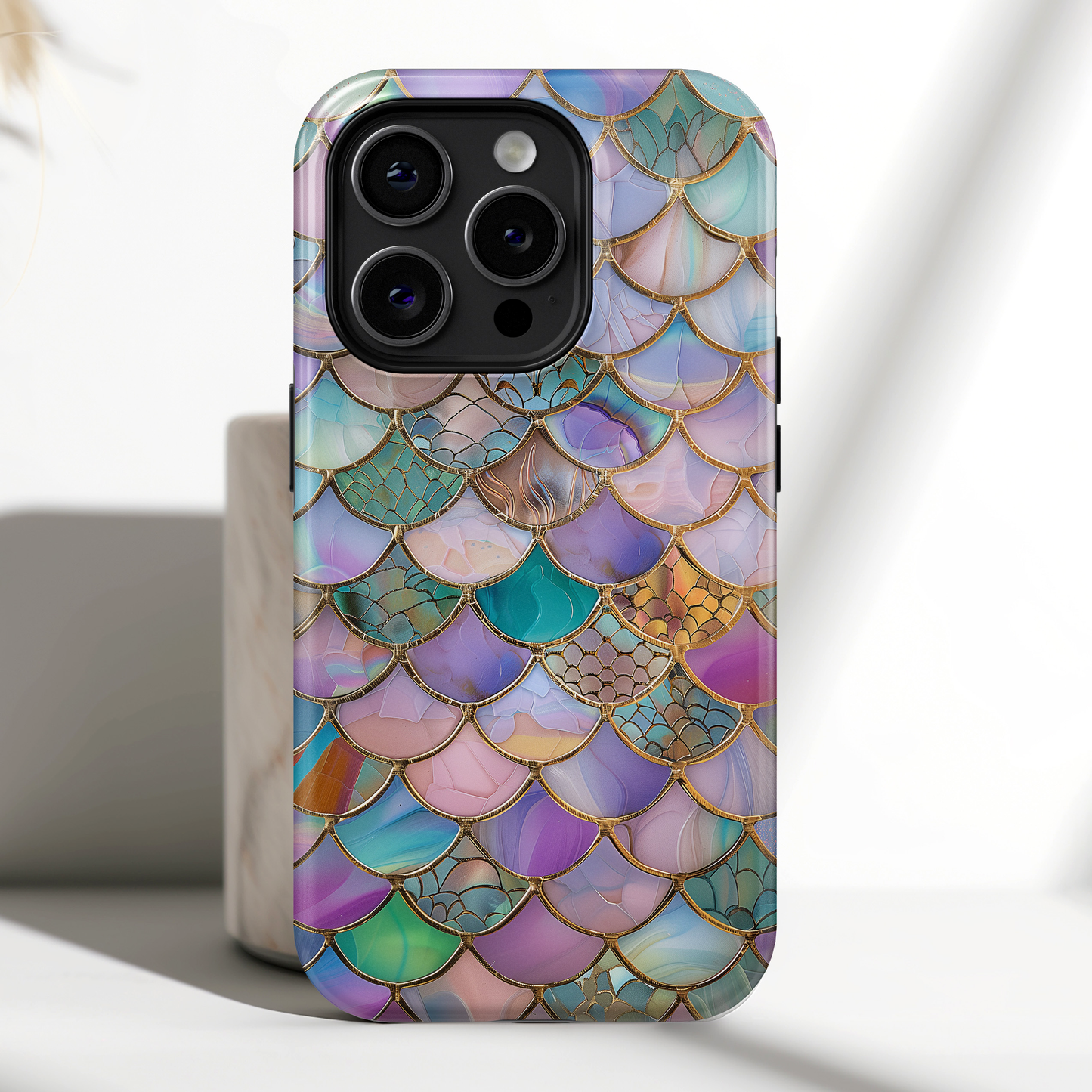 Mermaid Scale Mosaic Stained Glass Design iPhone Case