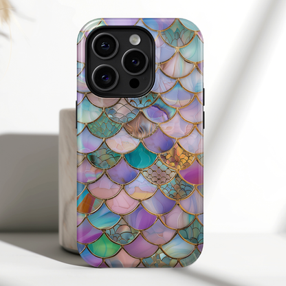 Mermaid Scale Mosaic Stained Glass Design iPhone Case