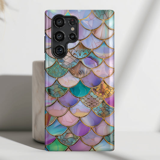 Mermaid Scale Mosaic Stained Glass Design Samsung Phone Case
