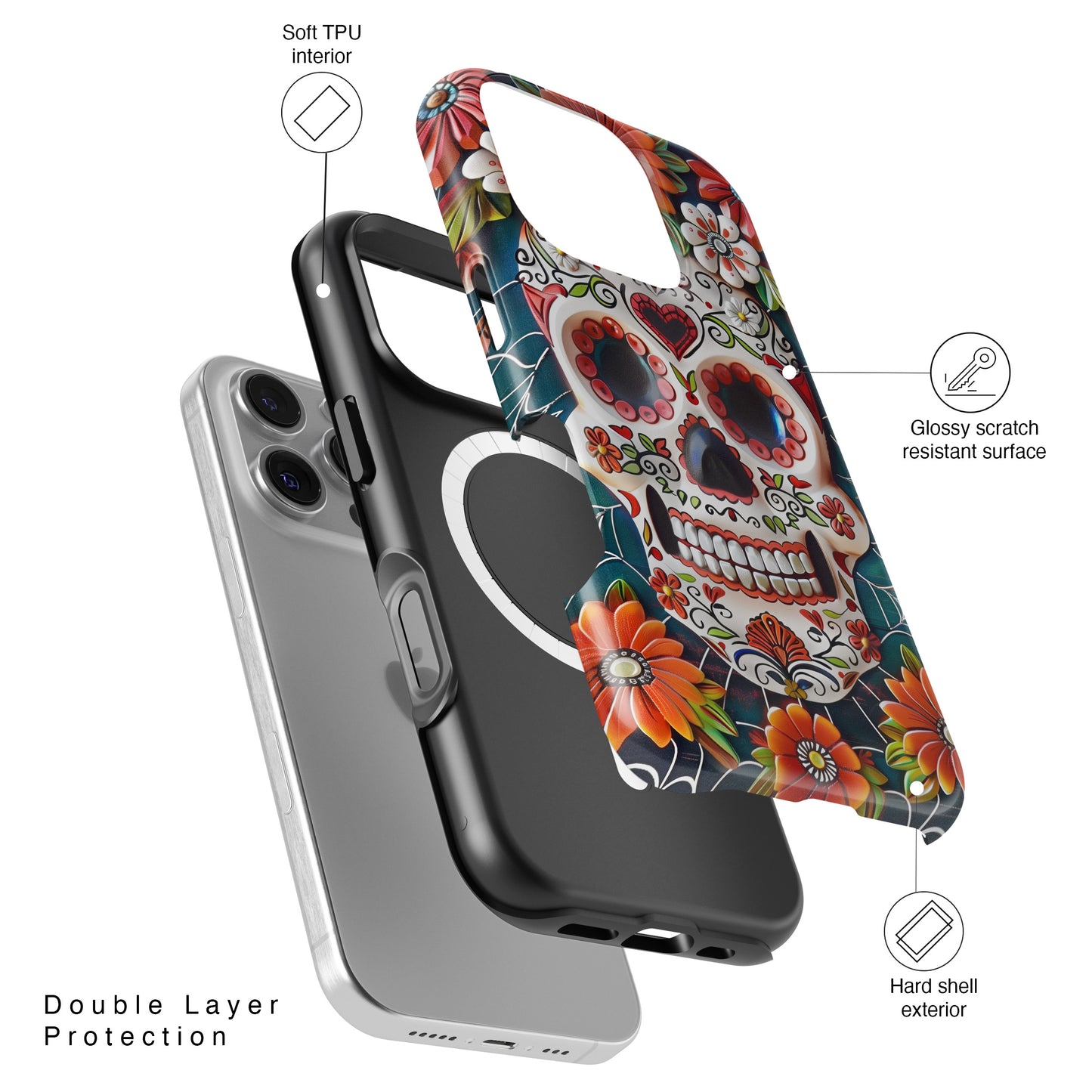Calaveritas Mexican Sugar Skull Design iPhone Case