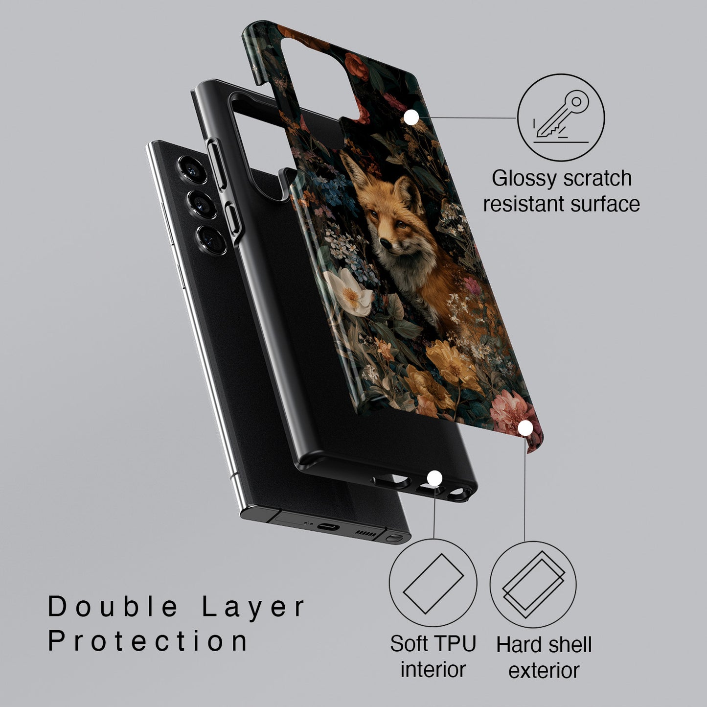 Midnight Garden Fox Design Phone Case for Galaxy S series Phones