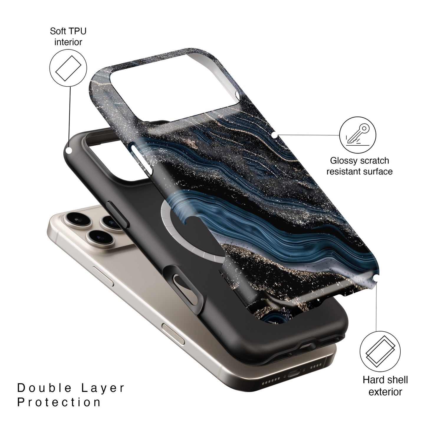 Midnight River Marble Design for iPhone