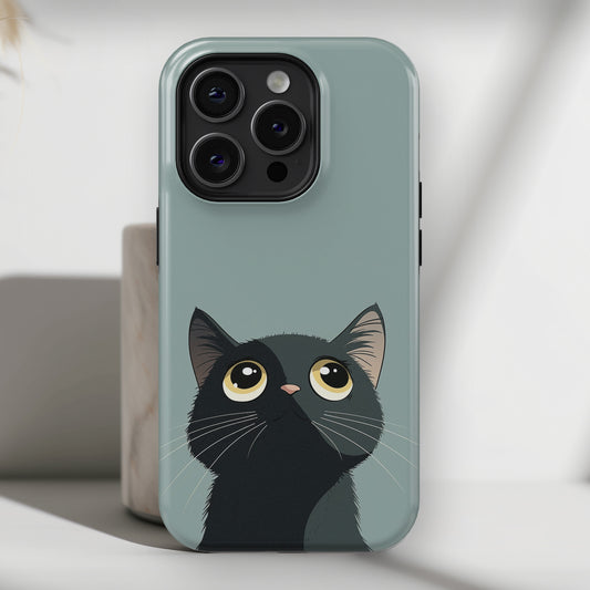 Minimalist Kawaii Cat Design iPhone Case