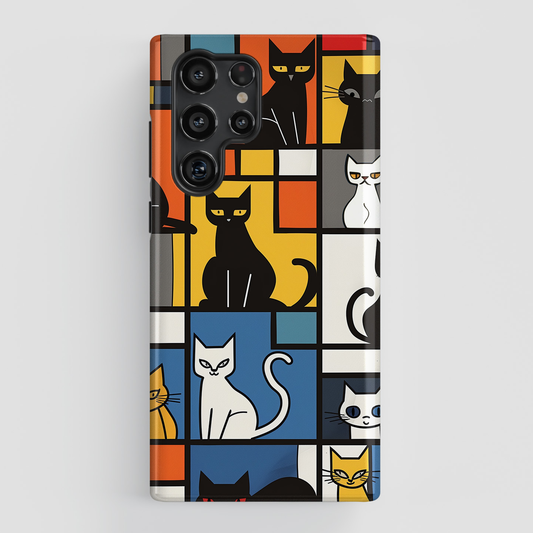 Cats in Piet Mondrian Style Abstract Art Design Samsung Phone Case
