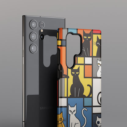 Cats in Piet Mondrian Style Abstract Art Design Samsung Phone Case