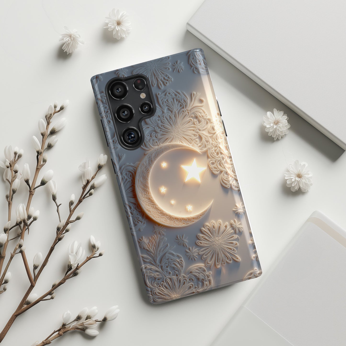 Moonlit Blossom Design Phone Case for Galaxy S series Phones
