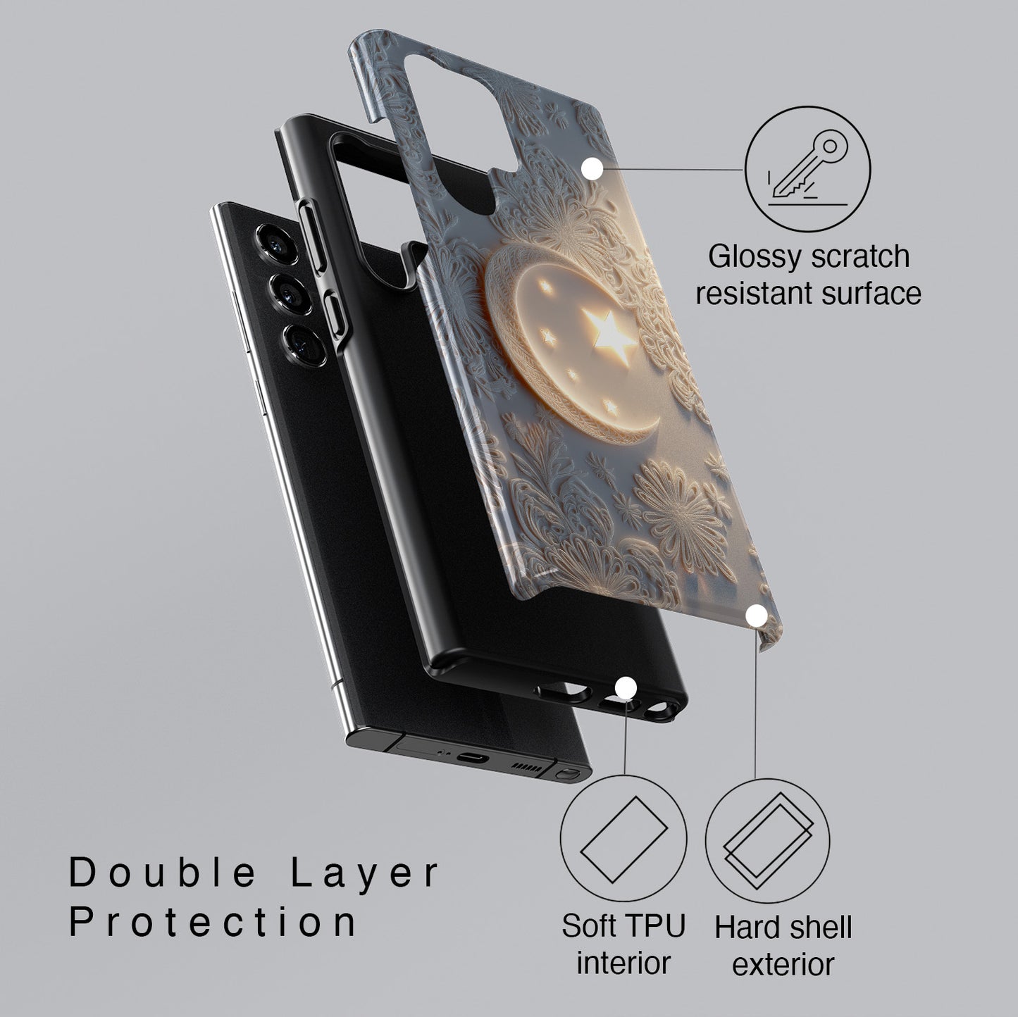 Moonlit Blossom Design Phone Case for Galaxy S series Phones