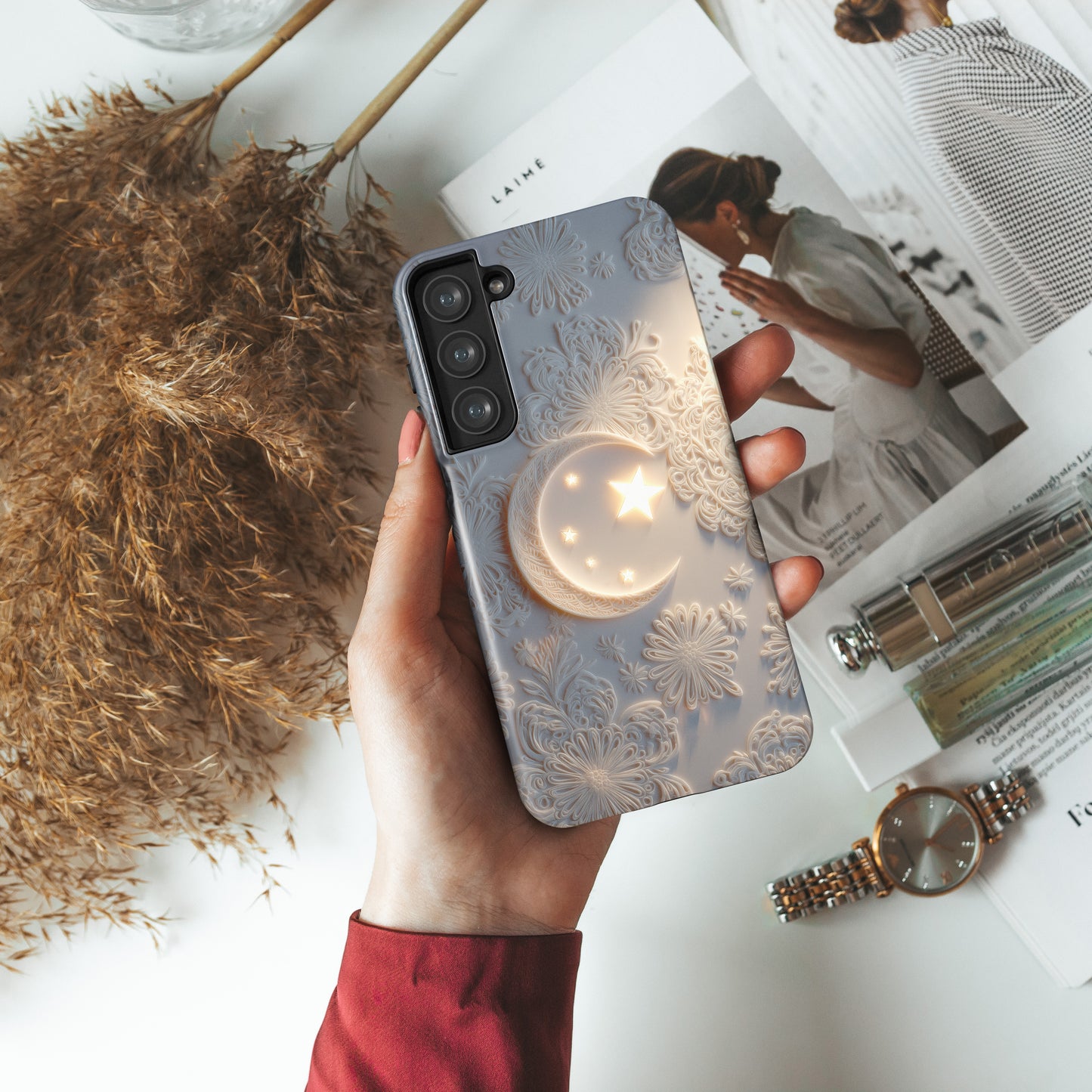 Moonlit Blossom Design Phone Case for Galaxy S series Phones